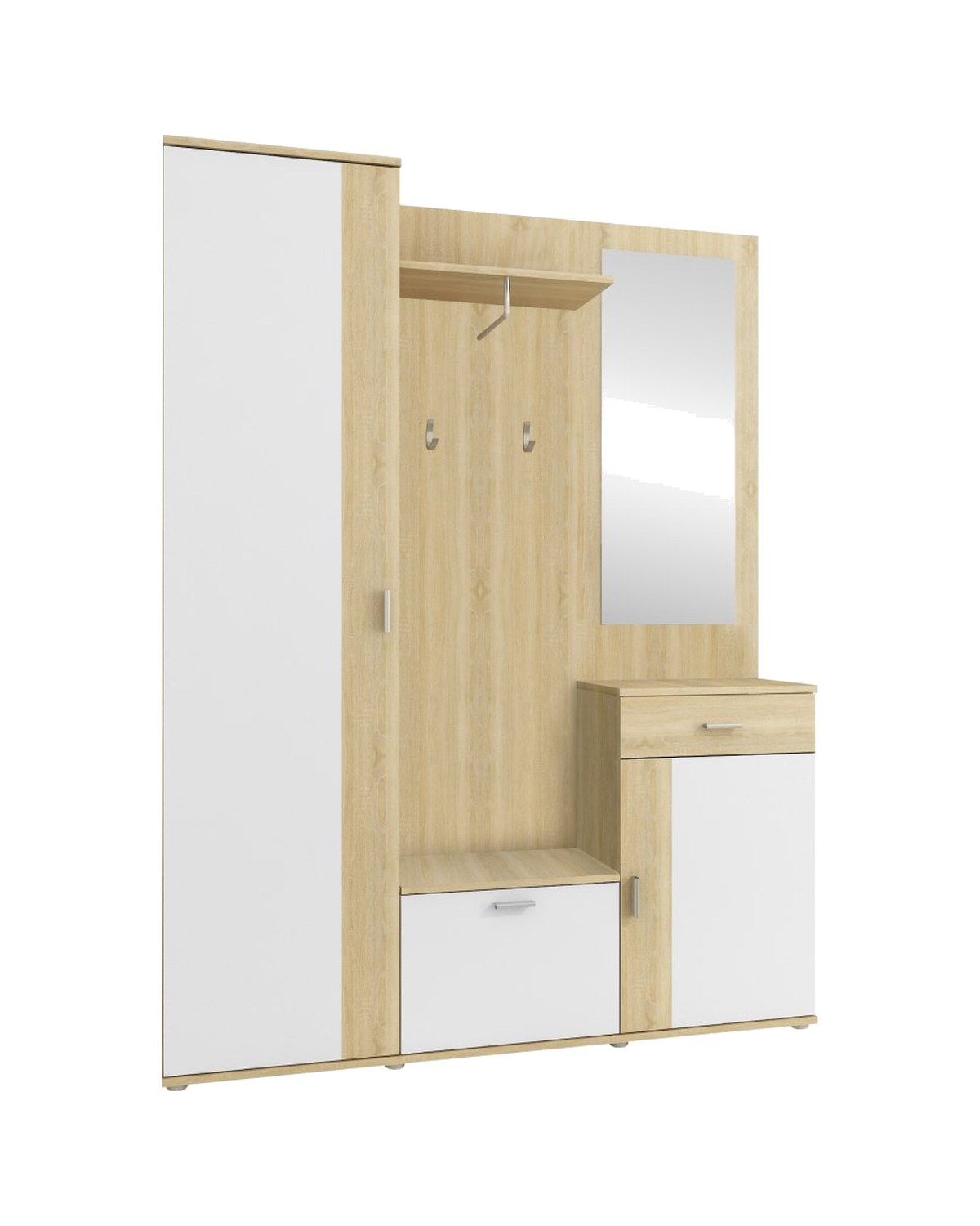 Mobilier hol Amalia, maro și alb, vedere din față