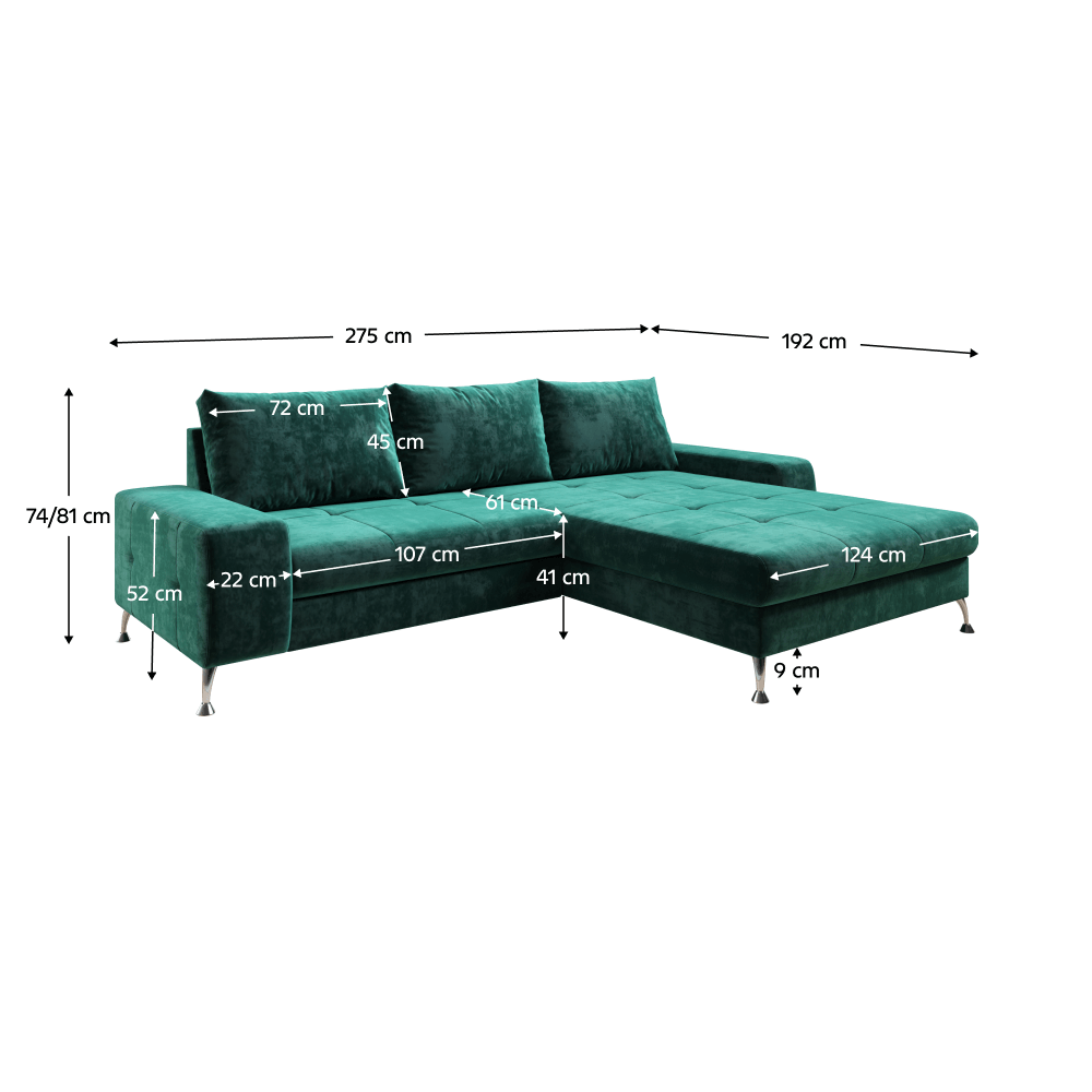 Coltar extensibil culoare smarald, vedere 3