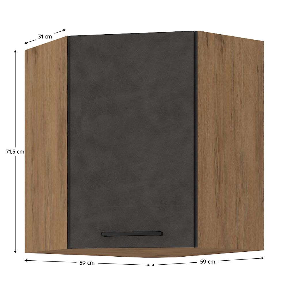 Dulap superior VEGA 58x58 GN-72 1F, gri mat/stejar lancelot