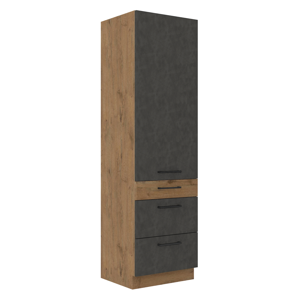 Dulap inalt VEGA 60 DKS-210 3S 1F, stejar lancelot/gri mat