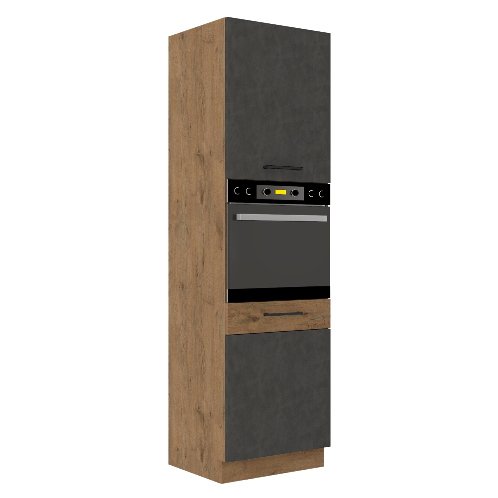 Dulap inalt VEGA 60 DP-210 2F, stejar lancelot/gri mat