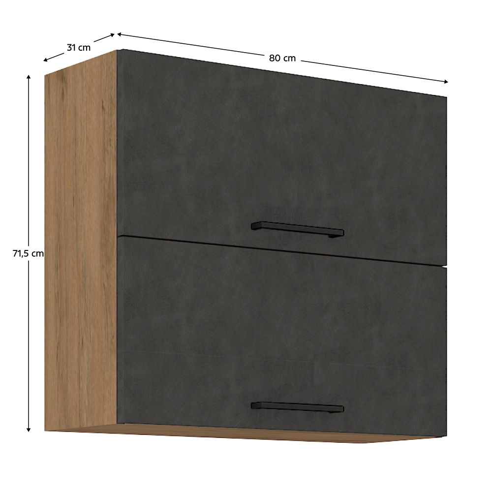 Dulap superior VEGA 80 GU-72 2F, stejar lancelot/gri mat