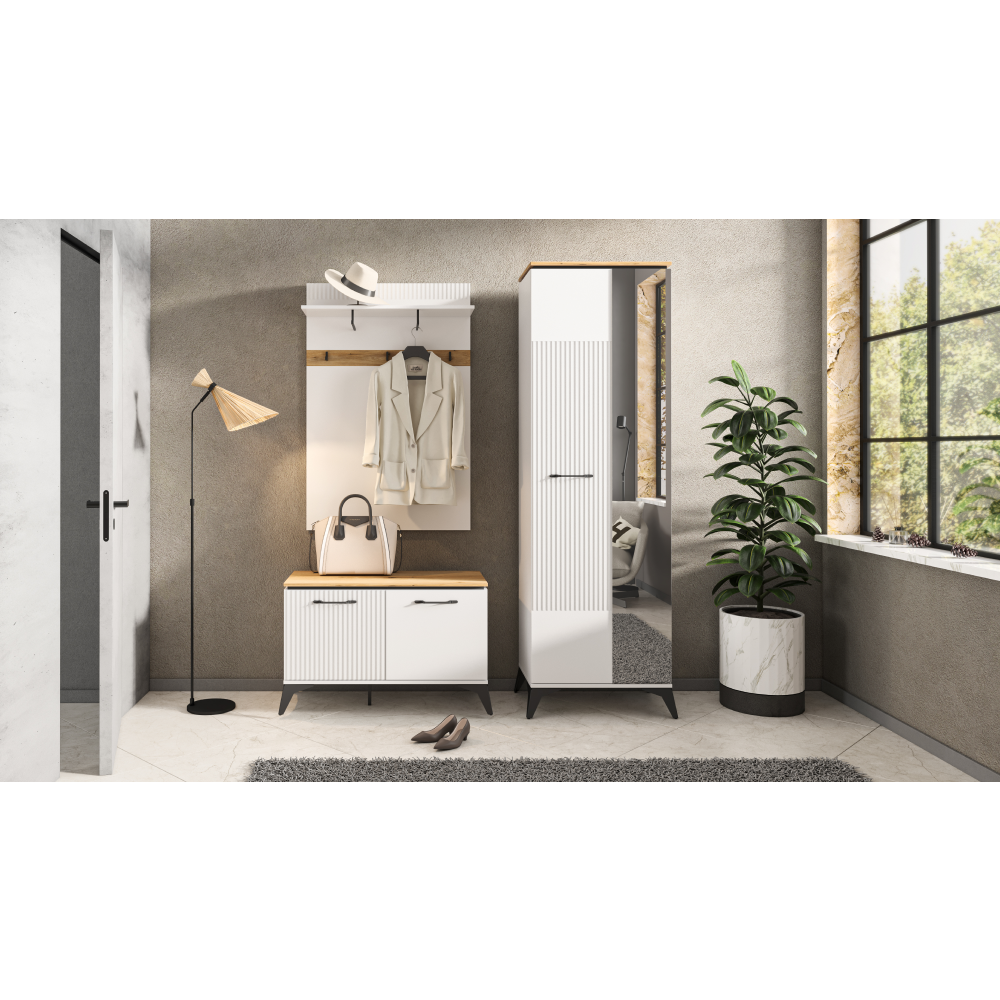 Masuta de cafea VELIS, alb / stejar