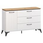 Comoda VELIS 1D3S, alb/stejar evoke