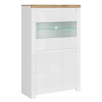 Vitrina 2D2W VILGO, alb lucios/stejar wotan