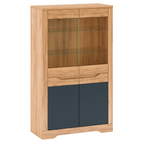 Vitrina C FIDEL, stejar craft auriu/grafit gri