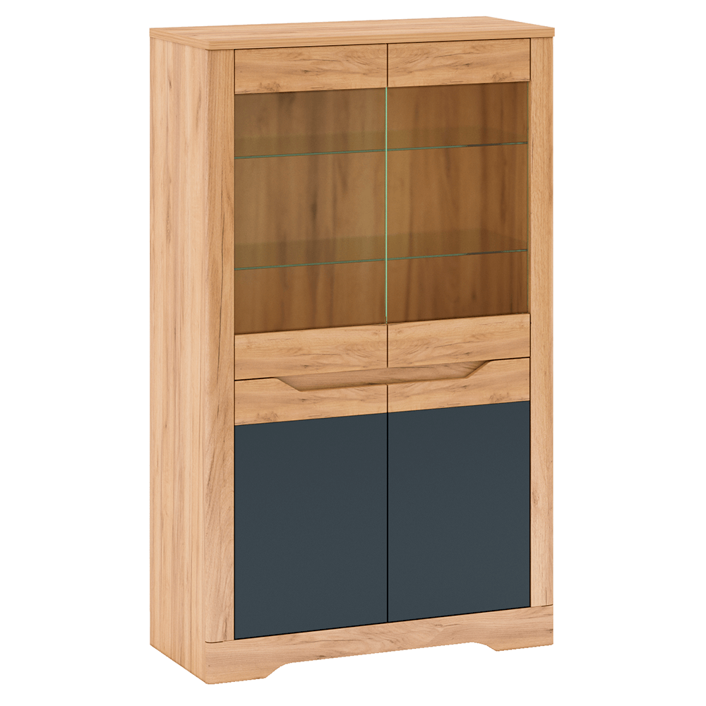 Vitrina C FIDEL, stejar craft auriu/grafit gri