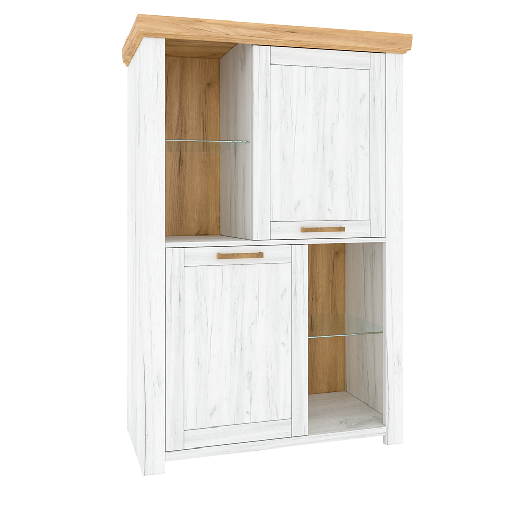 Vitrina C SUDBURY, stejar craft auriu/stejar craft alb