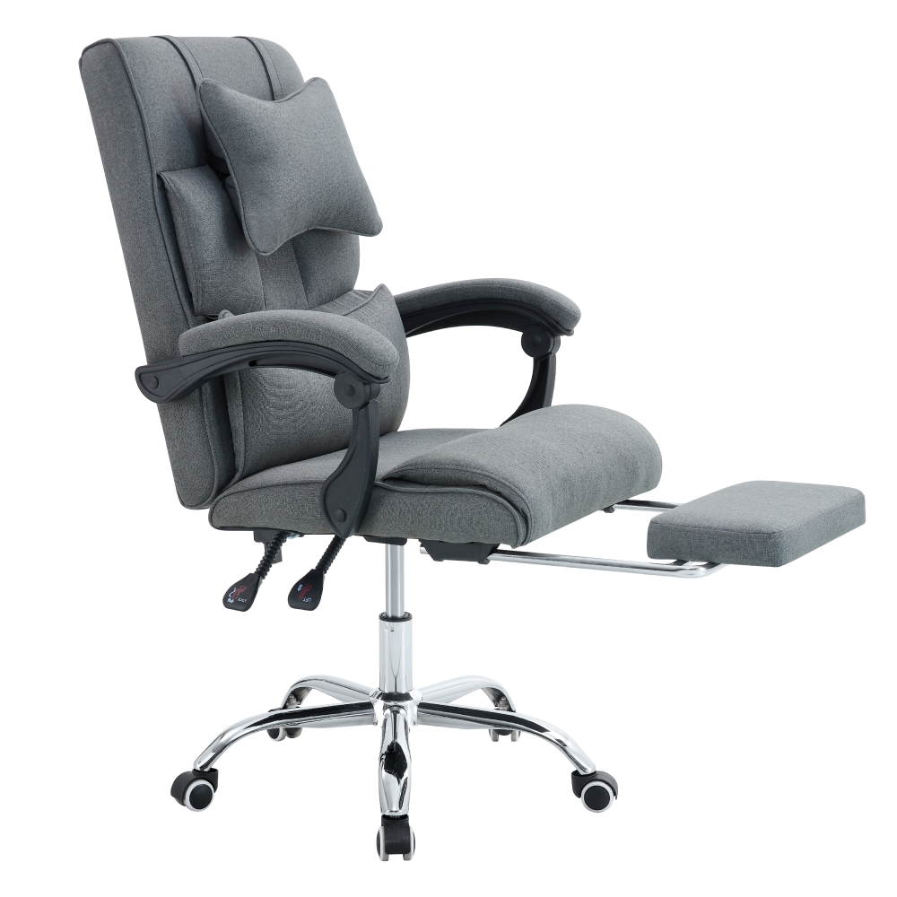 Fotoliu pentru birou cu suport extensibil pentru picioare WALDOR NEW, gri/crom