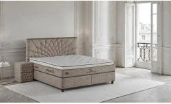 Saltea cu arcuri pocket, alb / bej, moale, 160x200x34 cm, Ocaliptus
