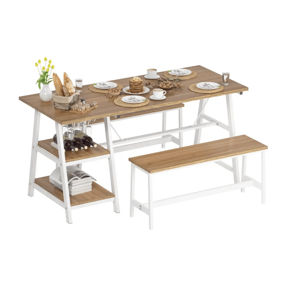 Set dining ZAFAR, stejar / alb
