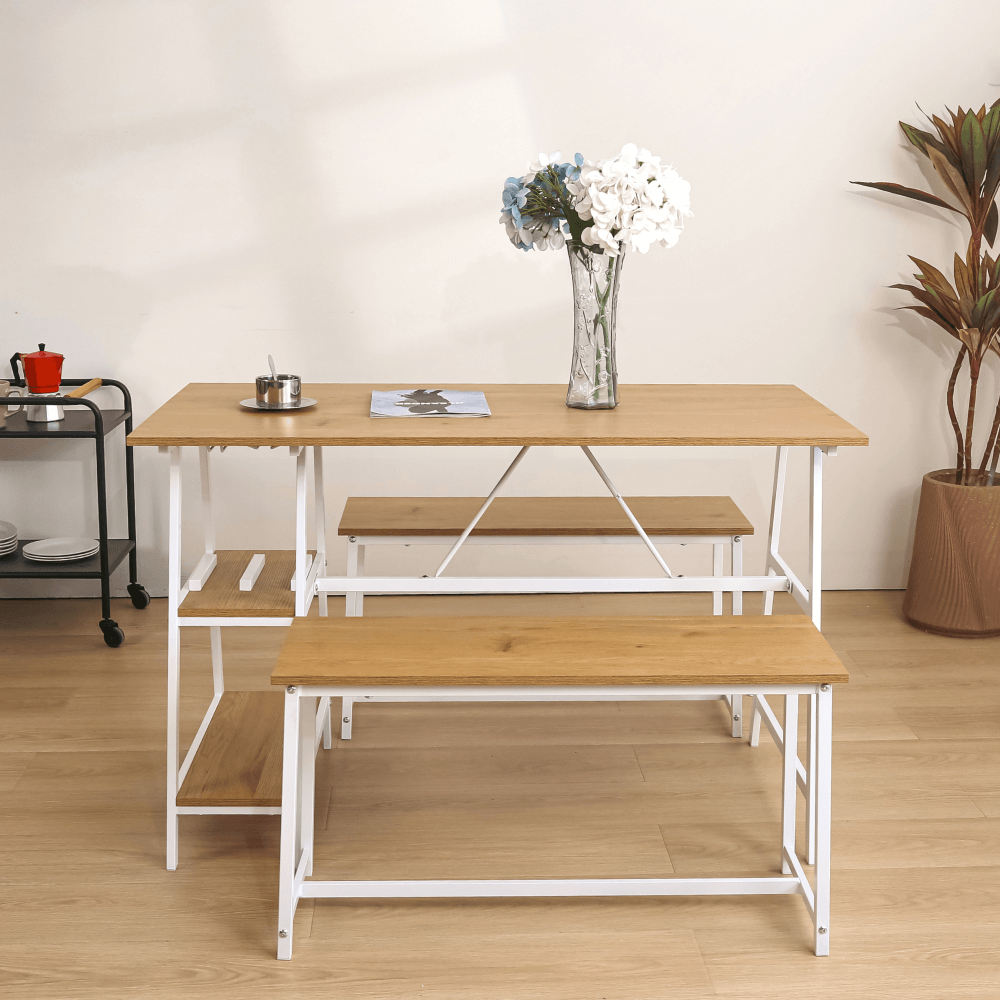 Set dining ZAFAR, stejar / alb