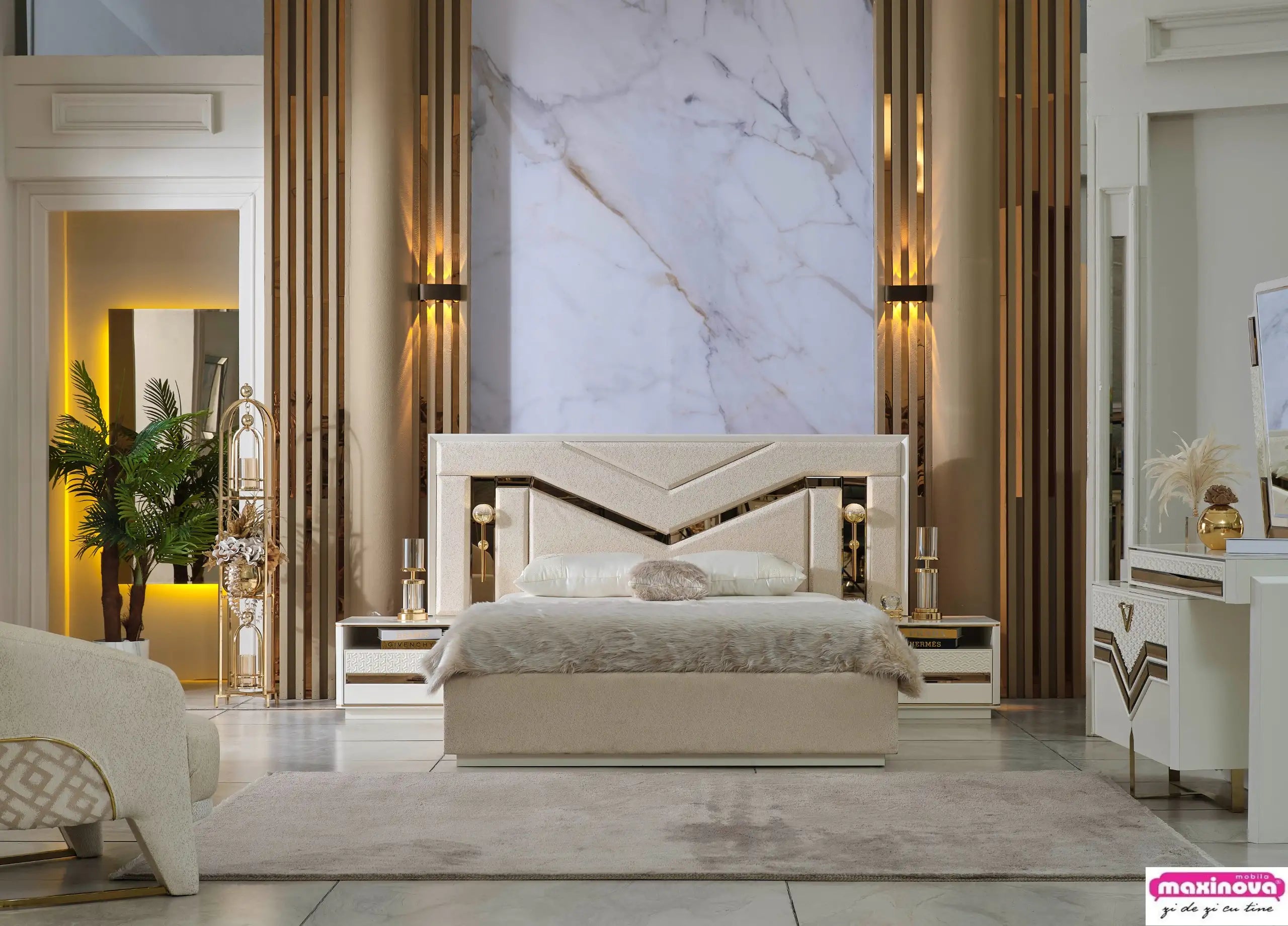 Set dormitor tapitat Mobilier Zen, vedere 3