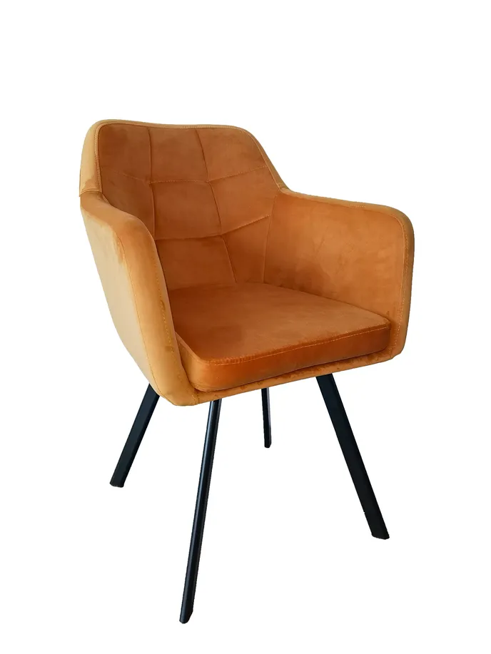 Fotoliu ZERON NEW, material de catifea mustar/negru