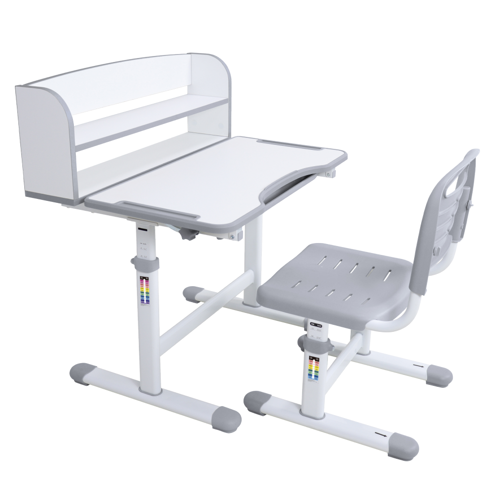 Birou si scaun crescator set ZION, gri/alb