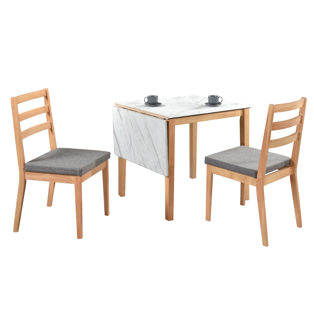 Set de sufragerie cu masa pliabila 1+2 ZOREL, stejar natural/gri inchis